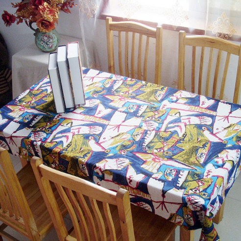 이코디 유니크 애니멀 픽쳐 테이블 보, 혼합 색상, 140 x 140 cm