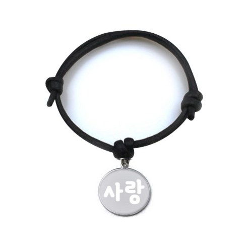 펫츠룩 굿모닝 블랙 반려동물 목걸이 M + 메탈 원형 팬던트 S, 실버(사랑), 1개