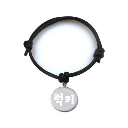 펫츠룩 굿모닝 블랙 반려동물 목걸이 M + 메탈 원형 팬던트 S, 실버(럭키), 1개