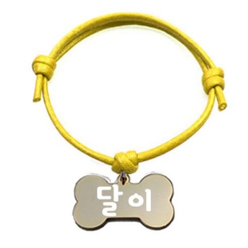 펫츠룩 굿모닝 옐로 반려동물 목걸이 M + 메탈뼈다귀형 팬던트 M, 골드(달이), 1개