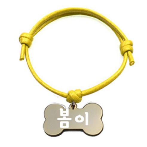 펫츠룩 굿모닝 옐로 반려동물 목걸이 M + 메탈뼈다귀형 팬던트 M, 골드(봄이), 1개