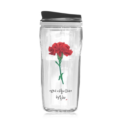 TBL 행복해 카네이션 투명 텀블러, 엄마아들, 500ml