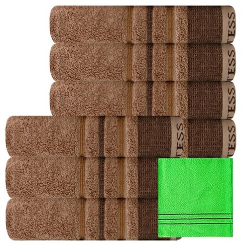 송월타월 카운테스마라 러쉬 세면타월 7p + 때타월 연두, 갈색, 1세트