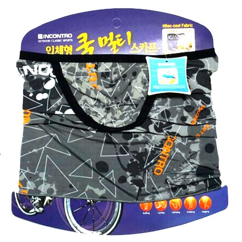 인콘트로 입체형 쿨멀티 스카프, 트라이무늬 블랙