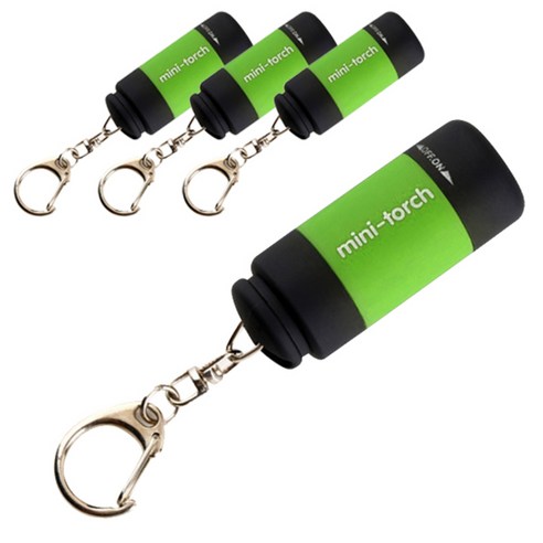 블럭마트 캠핑 USB 충전식 LED 미니손전등, 그린, 4개
