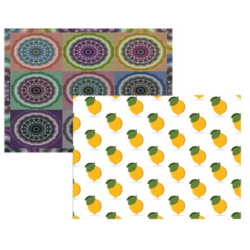 벨라 실리콘 식탁매트 동그라미 패턴 세트, 동그라미 패턴, 레몬 패턴, 385 x 285 mm