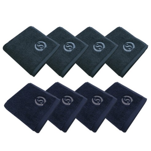 송월타월 슈퍼클래스 S70 세면타올 170g x 4p 진회색 + S90 세면타올 190g x 4p, 청색, 1세트