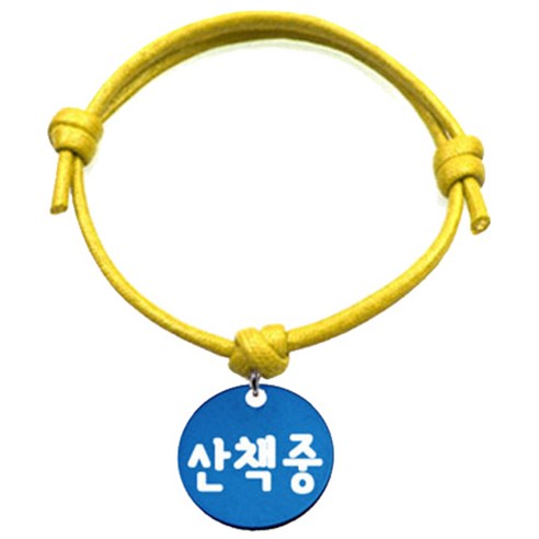 펫츠룩 굿모닝 옐로 반려동물 목걸이 M + 알미늄원형 팬던트 M, 블루(산책중), 1개