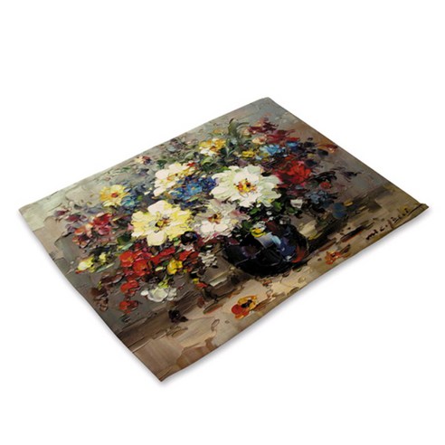 비케이 꽃 그림 식탁매트, 3, 가로 42cm x 세로 32cm