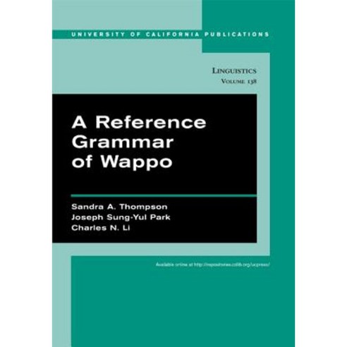 A Reference Grammar of Wappo: Paperback, University of California Press