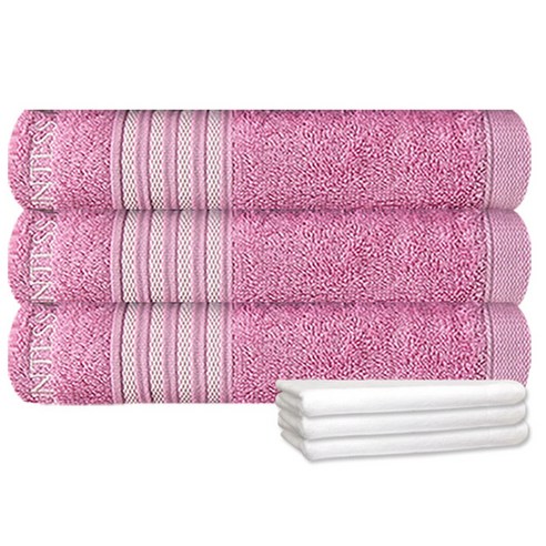 송월타월 카운테스마라 주름라인 수건 3p + 수입행주 3p, 분홍, 1세트