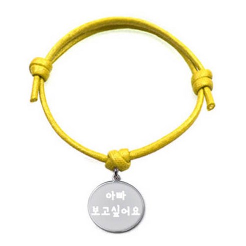 펫츠룩 굿모닝 옐로 반려동물 목걸이 M + 메탈 원형 팬던트 M, 실버(아빠보고싶어요), 1개