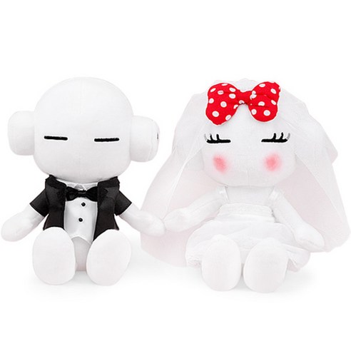 또로와로로 신랑신부 봉제 인형 세트 25cm, 화이트