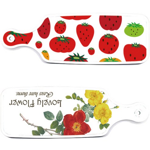 로엠디자인 서빙 도마 보드 2p Lovely Flower 세트, Lovely Flower, 딸기 형상, 1세트