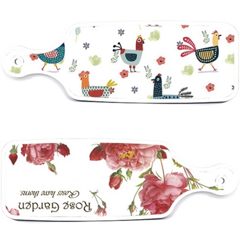 로엠디자인 서빙 도마 보드 2p Rose Garden 세트, Rose Garden, 닭 패턴, 1세트