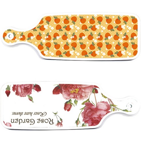 로엠디자인 서빙 도마 보드 2p Rose Garden 세트, Rose Garden, 오렌지 복숭아, 1세트