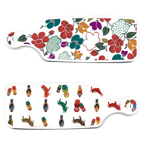 Loem 디자인 서빙 양면도마 마트로시카, 마트로시카, floral 목련 혼합, 1개