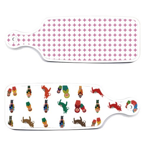 Loem 디자인 서빙 양면도마 마트로시카, 마트로시카, 원형 패턴 파스텔 핑크, 1개