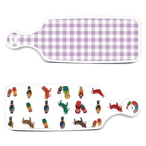 Loem 디자인 서빙 양면도마 마트로시카, 마트로시카, 체크 파스텔 보라, 1개