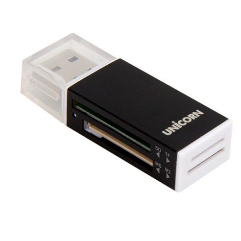 유니콘 USB2.0 휴대용 미니 카드리더기 XC-500A, 블랙