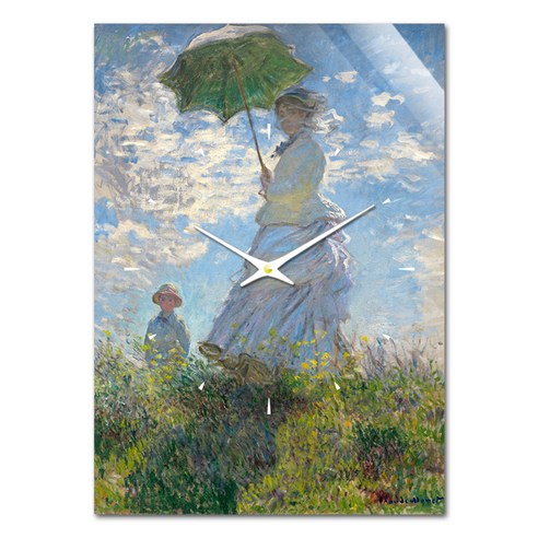 더윤 레티나 명화 벽시계 모네 양산을 쓴 여인 30 x 42 cm, 혼합 색상