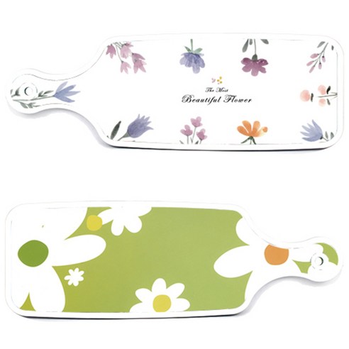로엠디자인 서빙 도마 보드 2p 파스텔 패턴 플라워 세트, 파스텔 패턴 플라워,  floral design 하얀 개나리, 1세트
