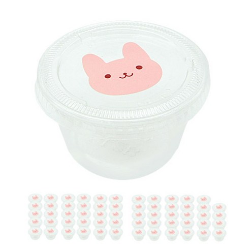 도나앤데코 3온스 투명 소스통 60p + 토끼 스티커 60p, 1세트