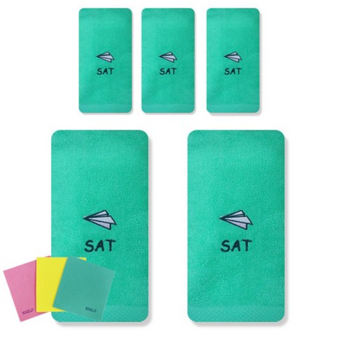 송월타올 큐티데일리 요일수건 5p + 독일행주 3p 랜덤 발송, 토요일(초록), 1세트