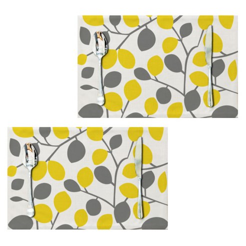 아울리빙 북유럽풍 파스텔 패턴 식탁매트 2p, F, 44 x 28 cm