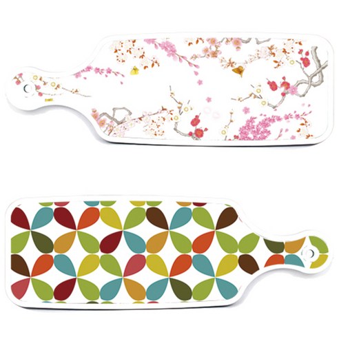 로엠디자인 서빙 도마 보드 2P 주방패턴 세트 주방패턴보드, 플로랄리패턴, 로맨틱연지색floral, 1세트