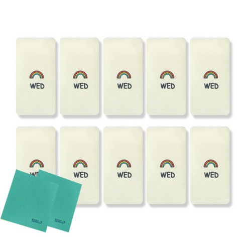 송월타올 큐티데일리 요일수건 10p + 독일행주 2p 랜덤 발송, 수요일(노랑), 1세트