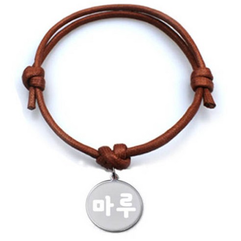 펫츠룩 굿모닝 카라멜 반려동물 목걸이 M + 메탈원형 팬던트 S, 실버(마루), 1개