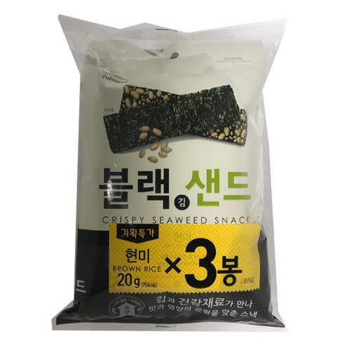 풀무원 블랙김샌드 현미 스낵, 20g, 3개