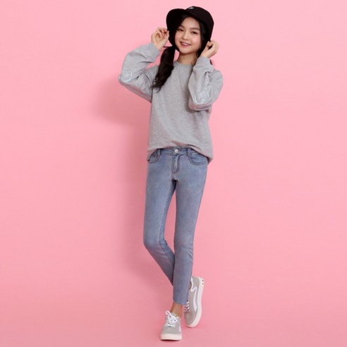 쥬니블리 여아용 쥬니 모모 상하복 세트, 그레이, 스카이블루