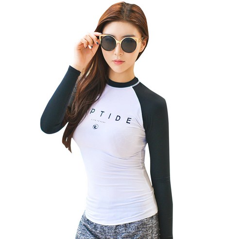 헤링본 여성용 배색 래쉬가드 상의 R202