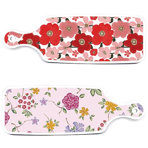 Loem 디자인 붉은빛동백 서빙 도마 2p 세트, 붉은빛동백, 로맨틱레드floral연분홍색, 1세트