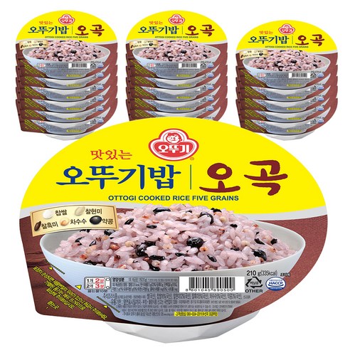 맛있는 오뚜기밥 오곡, 210g, 18개