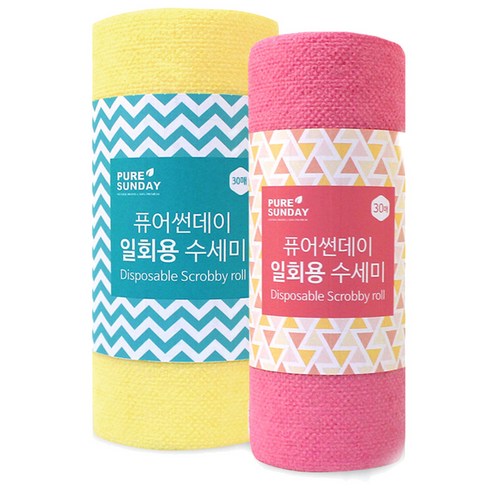 퓨어썬데이 일회용 수세미 랜덤발송, 랜덤 발송, 2개입