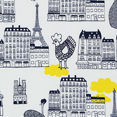 코하스아이디 코스모 코튼 라 코코테 PARIS 올오버파리 패브릭원단, 화이트