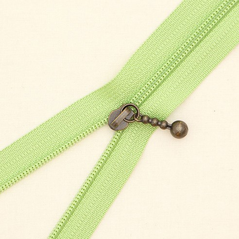 YKK 슬림 코일 지퍼 내추럴 50cm, 그린, 10개입