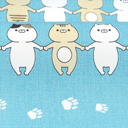 코하스아이디 고이즈미 오카에리 고양이 스트라이프 코튼 패브릭 원단, 블루