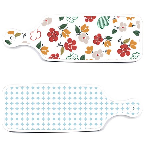 로엠디자인 서빙 도마 보드 2p 원형패턴파스텔블루 세트, 원형패턴파스텔블루, floral 목련 패턴, 1세트