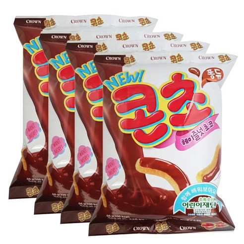 크라운 콘초 헤이즐넛 초코 스낵, 66g, 4개