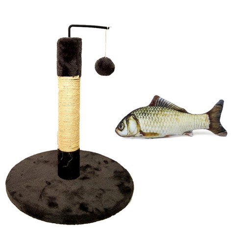 인터팝 냥냥 켓타워 + 잉어 캣닢 쿠션 40cm, I, 1세트