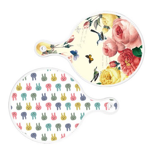 로엠디자인 서빙 원형 보드 도마 PrettyRoses 2p 세트, PrettyRoses, 토끼, 1세트