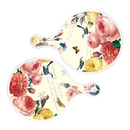 로엠디자인 서빙 원형 보드 도마 PrettyRoses 2p 세트, PrettyRoses, ParisRose, 1세트