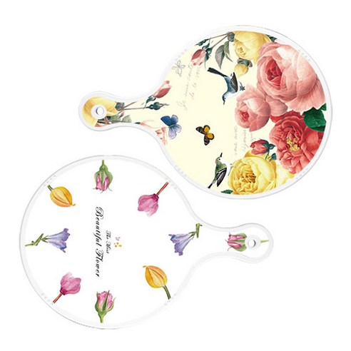 로엠디자인 서빙 원형 보드 도마 PrettyRoses 2p 세트, PrettyRoses, 로맨틱패턴플라워, 1세트