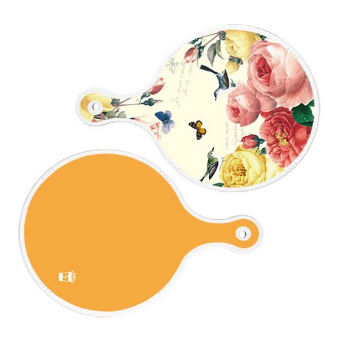 로엠디자인 서빙 원형 보드 도마 PrettyRoses 2p 세트, PrettyRoses, 옐로우, 1세트