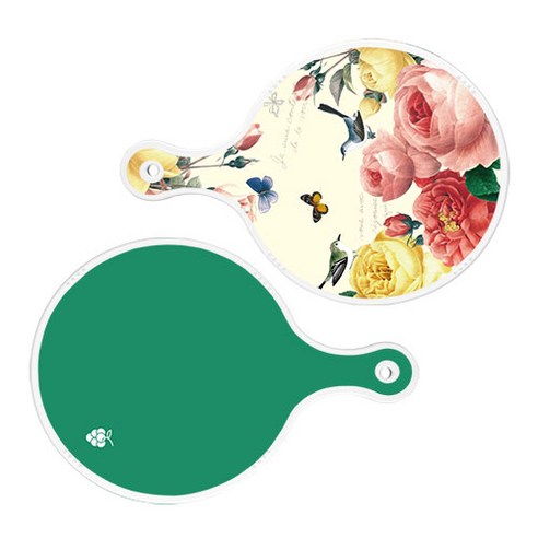 로엠디자인 서빙 원형 보드 도마 PrettyRoses 2p 세트, PrettyRoses, 그린, 1세트