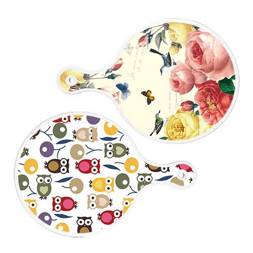 로엠디자인 서빙 원형 보드 도마 PrettyRoses 2p 세트, PrettyRoses, 부엉이, 1세트